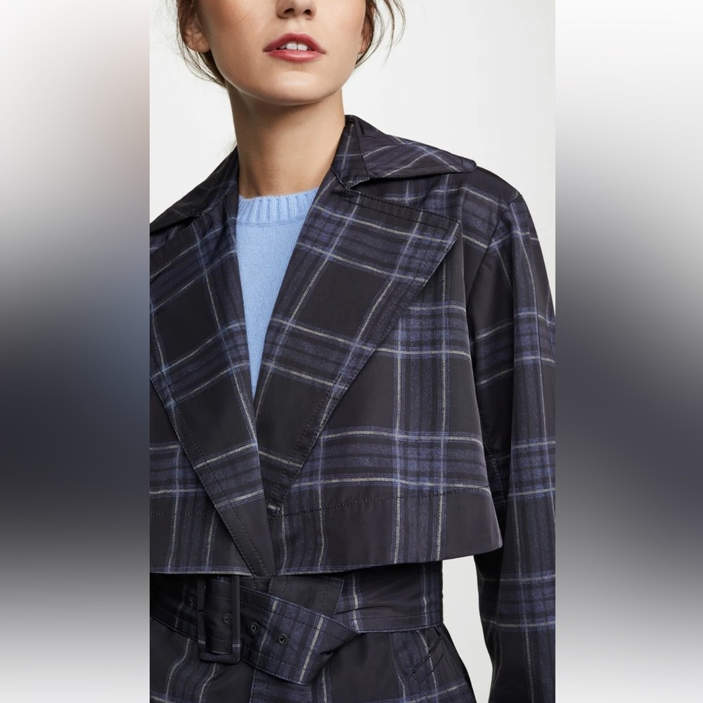 VINCE PLAID TRENCH COAT MAXI with Storm Flap - Picture 12 of 13